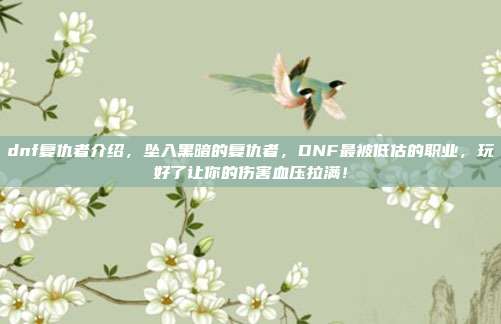 dnf复仇者介绍,坠入黑暗的复仇者,DNF最被低估的职业,玩好了让你的伤害血压拉满!
