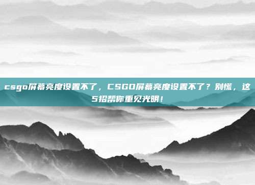 csgo屏幕亮度设置不了，CSGO屏幕亮度设置不了？别慌，这5招帮你重见光明！