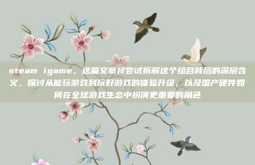 steam igame,这篇文章将尝试拆解这个组合背后的深层含义,探讨从能玩游戏到玩好游戏的体验升级,以及国产硬件如何在全球游戏生态中扮演更重要的角色