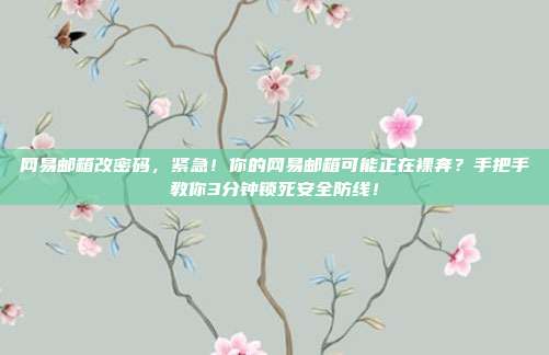 网易邮箱改密码，紧急！你的网易邮箱可能正在裸奔？手把手教你3分钟锁死安全防线！