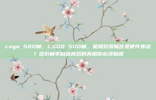 csgo 500帧，CSGO 500帧，是极致流畅还是硬件焦虑？这份帧率自由背后的真相你必须知道