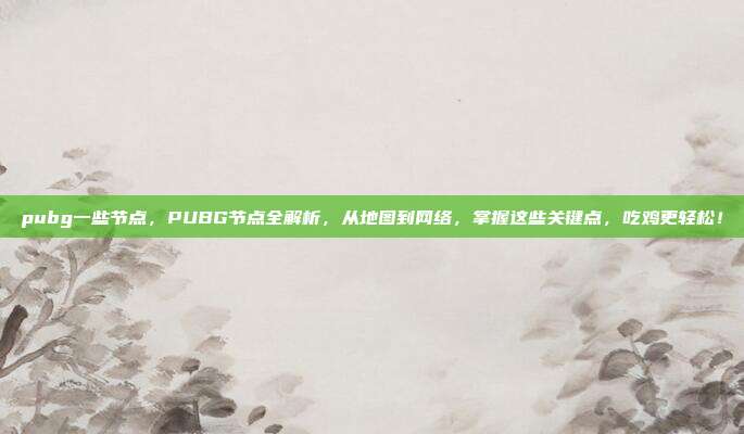 pubg一些节点，PUBG节点全解析，从地图到网络，掌握这些关键点，吃鸡更轻松！