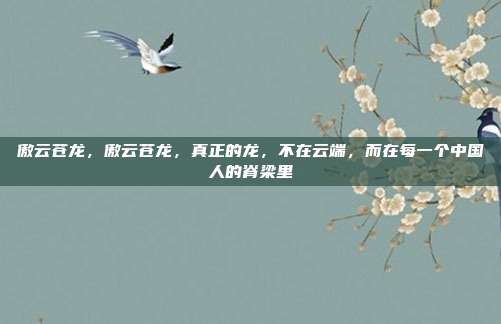 傲云苍龙，傲云苍龙，真正的龙，不在云端，而在每一个中国人的脊梁里