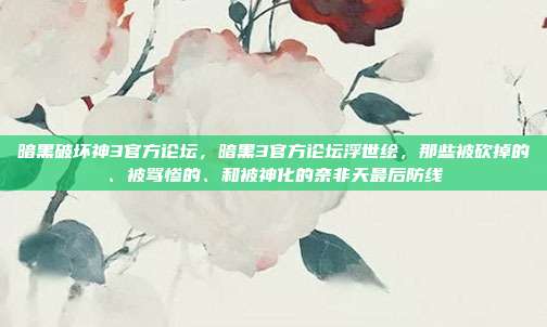 暗黑破坏神3官方论坛，暗黑3官方论坛浮世绘，那些被砍掉的、被骂惨的、和被神化的奈非天最后防线