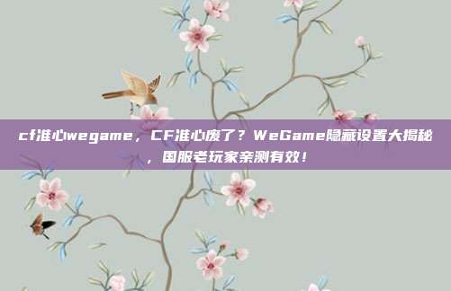 cf准心wegame，CF准心废了？WeGame隐藏设置大揭秘，国服老玩家亲测有效！