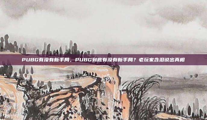 PUBG有没有新手局，PUBG到底有没有新手局？老玩家含泪说出真相