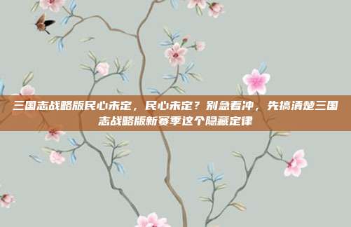 三国志战略版民心未定,民心未定?别急着冲,先搞清楚三国志战略版新赛季这个隐藏定律