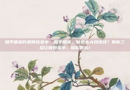 和平精英咋把背包变小,和平精英,背包太大挡视线?教你三招让背包变小,轻松吃鸡!