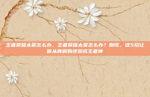 王者荣耀太菜怎么办,王者荣耀太菜怎么办?别慌,这5招让你从青铜狗逆袭成王者神