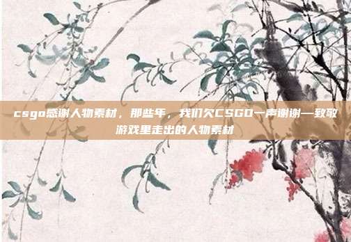 csgo感谢人物素材,那些年,我们欠CSGO一声谢谢—致敬游戏里走出的人物素材