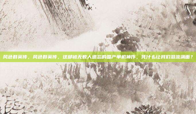风色群英传，风色群英传，这部被无数人遗忘的国产单机神作，凭什么让我们泪流满面？
