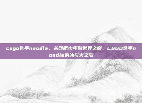 csgo选手noodle,从网吧少年到世界之巅,CSGO选手noodle的冰与火之歌