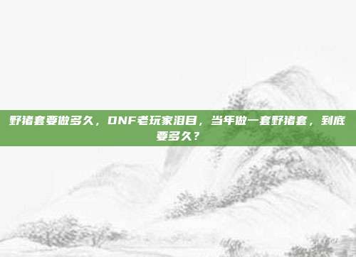 野猪套要做多久,DNF老玩家泪目,当年做一套野猪套,到底要多久?