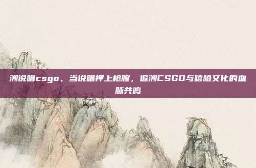 溯说唱csgo，当说唱押上枪膛，追溯CSGO与嘻哈文化的血脉共鸣