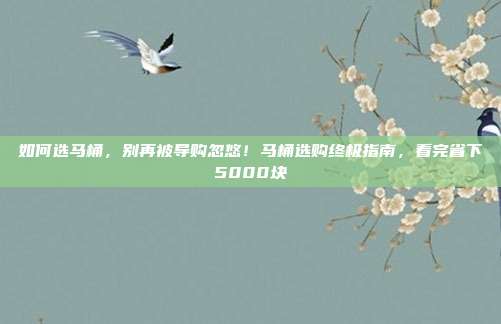 如何选马桶,别再被导购忽悠!马桶选购终极指南,看完省下5000块