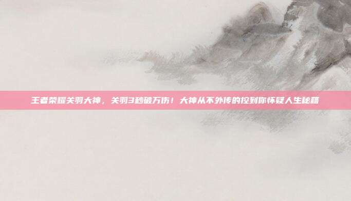 王者荣耀关羽大神,关羽3秒破万伤!大神从不外传的控到你怀疑人生秘籍