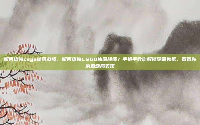 如何查询csgo休闲战绩,如何查询CSGO休闲战绩?手把手教你解锁隐藏数据,看看你的鱼塘局表现