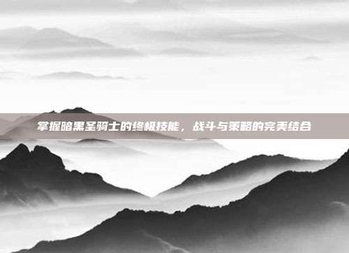 掌握暗黑圣骑士的终极技能,战斗与策略的完美结合
