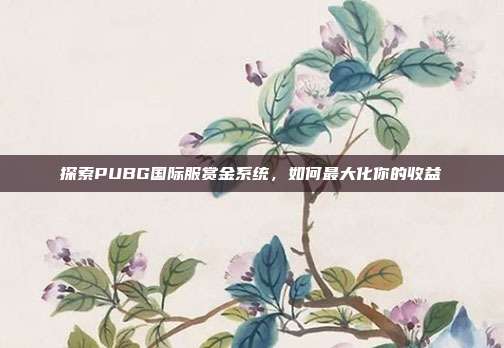 探索PUBG国际服赏金系统，如何最大化你的收益