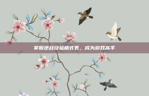 掌握逆战经验格式表，成为游戏高手