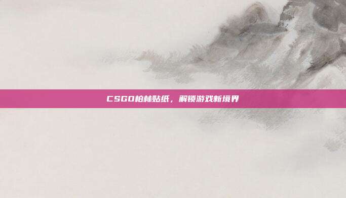 CSGO柏林贴纸，解锁游戏新境界