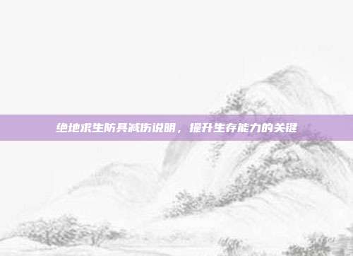 绝地求生防具减伤说明，提升生存能力的关键
