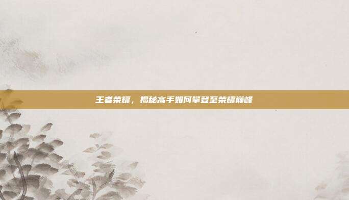 王者荣耀,揭秘高手如何攀登至荣耀巅峰
