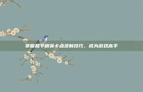 掌握和平精英卡点录制技巧,成为游戏高手