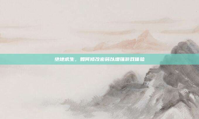 绝地求生,如何修改密码以增强游戏体验