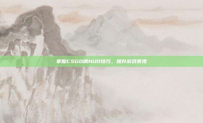 掌握CSGO调HUD技巧,提升游戏表现