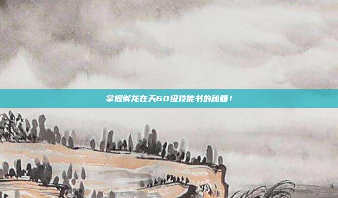 掌握御龙在天60级技能书的秘籍！