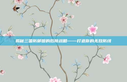 揭秘三国防御图的后院战略——打造你的无敌防线
