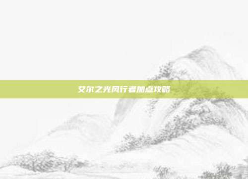 艾尔之光风行者加点攻略
