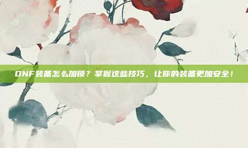 DNF装备怎么加锁？掌握这些技巧，让你的装备更加安全！
