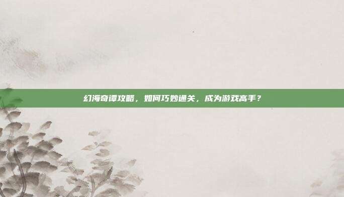 幻海奇谭攻略，如何巧妙通关，成为游戏高手？