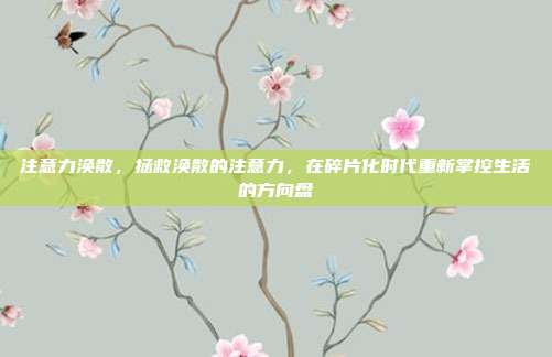 注意力涣散，拯救涣散的注意力，在碎片化时代重新掌控生活的方向盘