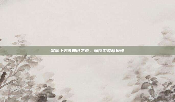 掌握上古5知识之道,解锁游戏新境界