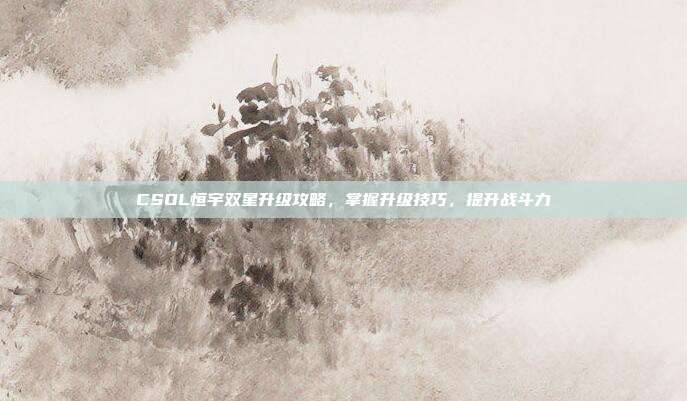 CSOL恒宇双星升级攻略,掌握升级技巧,提升战斗力