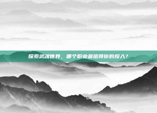 探索武魂世界，哪个职业最值得你的投入？