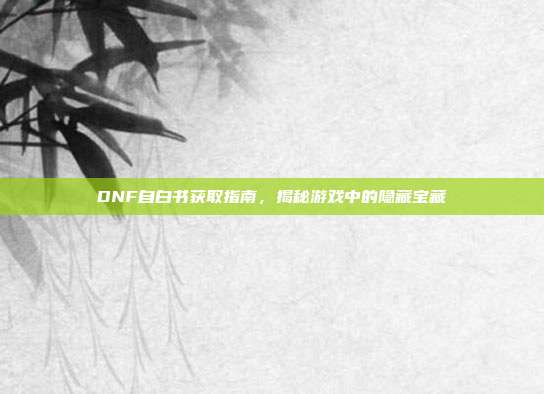 DNF自白书获取指南，揭秘游戏中的隐藏宝藏