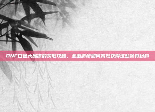 DNF白色大晶体的获取攻略，全面解析如何高效获得这些稀有材料