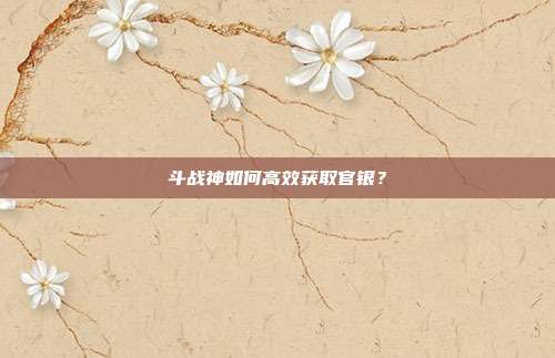斗战神如何高效获取官银?