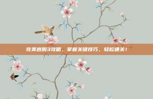 完美逃脱3攻略,掌握关键技巧,轻松通关!