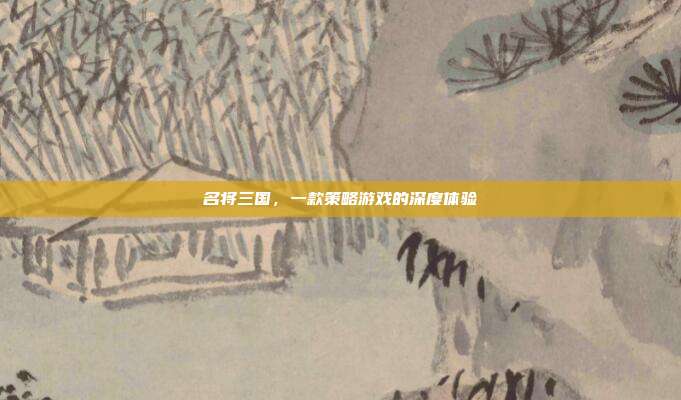 名将三国，一款策略游戏的深度体验