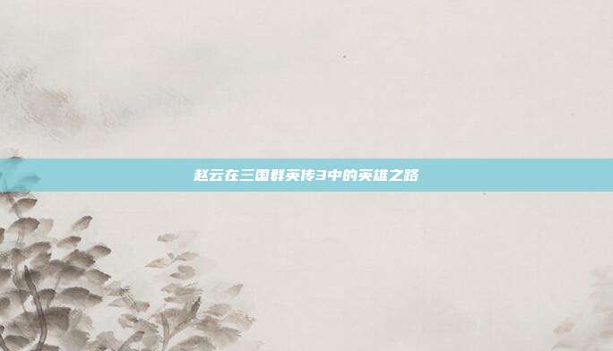 赵云在三国群英传3中的英雄之路