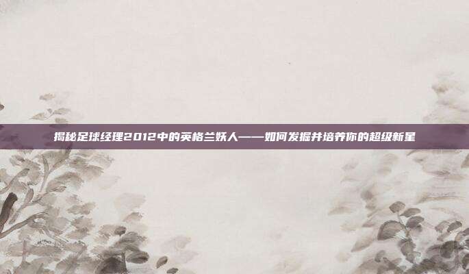 揭秘足球经理2012中的英格兰妖人——如何发掘并培养你的超级新星