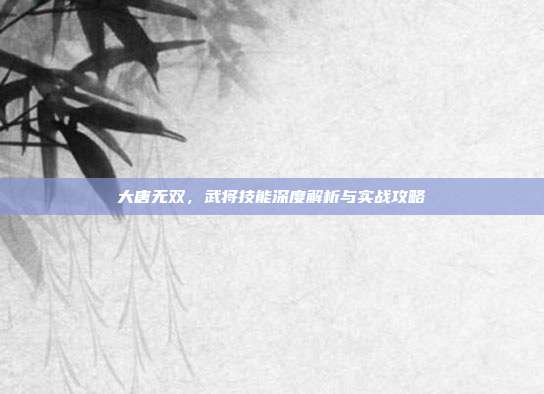 大唐无双，武将技能深度解析与实战攻略