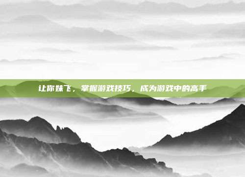 让你妹飞,掌握游戏技巧,成为游戏中的高手
