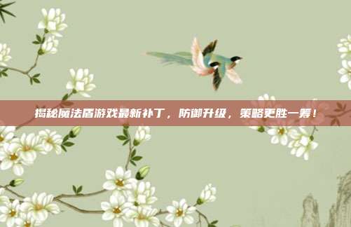揭秘魔法盾游戏最新补丁,防御升级,策略更胜一筹!