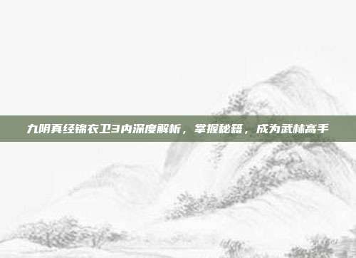 九阴真经锦衣卫3内深度解析,掌握秘籍,成为武林高手
